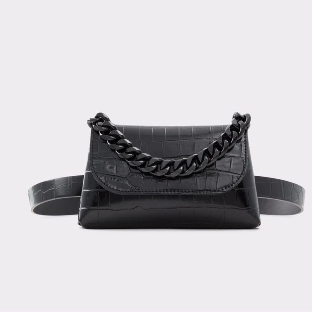 Elegant Black Croc-Embossed Women's Bag